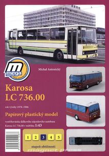 Papírový plastický model Karosa LC 736.00 dálkový luxusní zájezdový autobus rok výroby 1978 – 1986