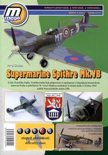 Papírový plastický model letadla Supermarine Spitfire Mk.VB S/Ldr. Františka Fajtla